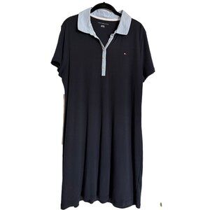 Tommy Hilfiger Polo T-Shirt Dress XL Navy Blue Stripe Collar | Preppy Y2K